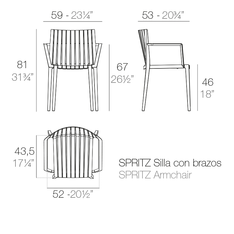 Spritz chair with armrests